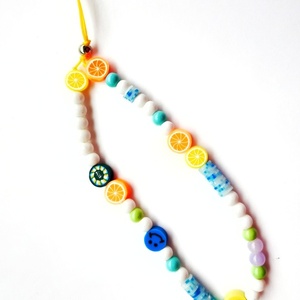 Πολύχρωμο λουράκι με φρουτάκια Phone bead strap with fruits - candy, λουράκια, φθηνά, προσωποποιημένα - 2