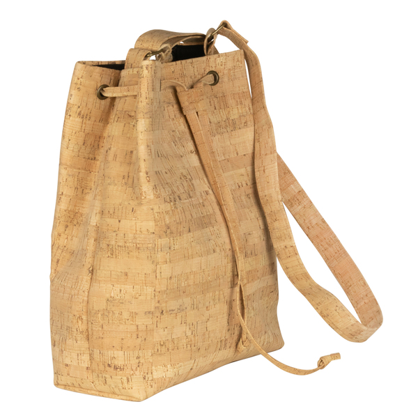 Τσάντα Πουγκί Φελλός "Natural Bucket Bag" - βαμβάκι, γυναικεία, πουγκί, χιαστί, τσάντα, μεγάλες, minimal, φελλός - 2