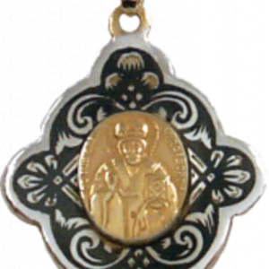 Ασημένιο κρεμαστό Αγιος Νικόλαος - ασήμι 925, επιχρυσωμένο στοιχείο
