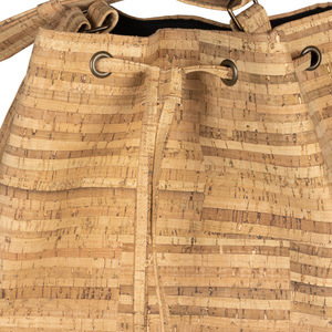 Τσάντα Πουγκί Φελλός "Brown Stripes Bucket Bag" - ώμου, πουγκί, μεγάλες, all day, φελλός - 4