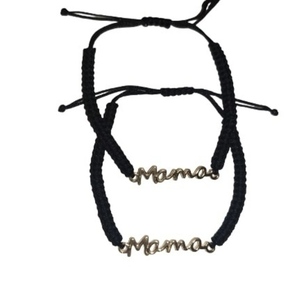 Βραχιόλι μακραμέ μαύρο "Μαμά" - μακραμέ, μαμά, κοσμήματα, γιορτή της μητέρας, αυξομειούμενα - 3