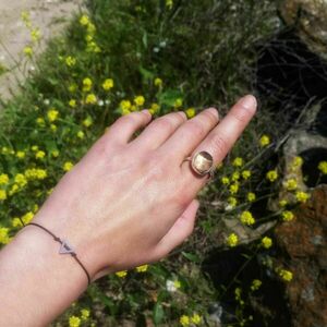 Ασημένιο σφυρήλατο δαχτυλίδι με καπνία - ημιπολύτιμες πέτρες, ασήμι 925, boho, μεγάλα, αυξομειούμενα - 4