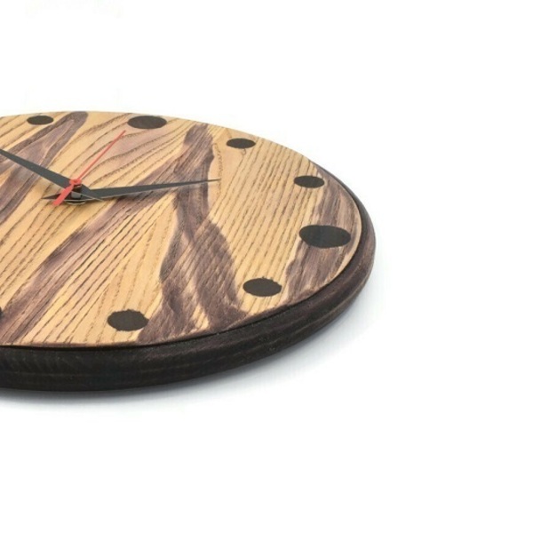 Χειροποίητο ξύλινο ρολόι τοίχου Orpheas Carved από δεσποτάκι διαμέτρου 30 cm - ξύλο, δώρο, τοίχου, χειροποίητα, διακοσμητικά - 3