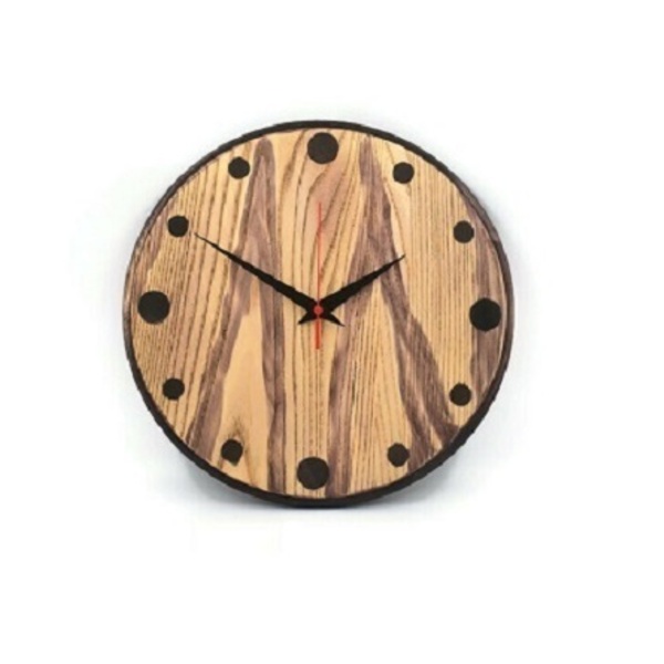 Χειροποίητο ξύλινο ρολόι τοίχου Orpheas Carved από δεσποτάκι διαμέτρου 30 cm - ξύλο, δώρο, τοίχου, χειροποίητα, διακοσμητικά - 5