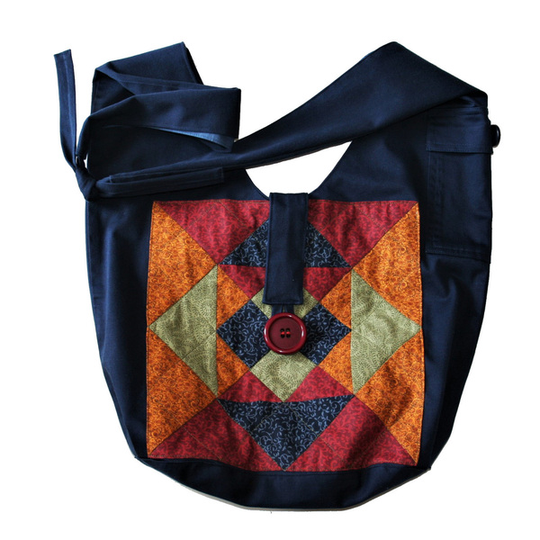 Μοναδική, χειροποίητη πάνινη τσάντα ώμου-χιαστί, πολύχρωμο patchwork-quilt - ύφασμα, ώμου, χιαστί, μεγάλες, πάνινες τσάντες