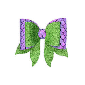 Παιδικό Κλιπ Μαλλιών Φιογκος Mermaid από δερματινη και glitter υφασμα Purple and Πράσινο Μωβ 8x8,5 - γοργόνα, δώρα γενεθλίων, αξεσουάρ μαλλιών, hair clips