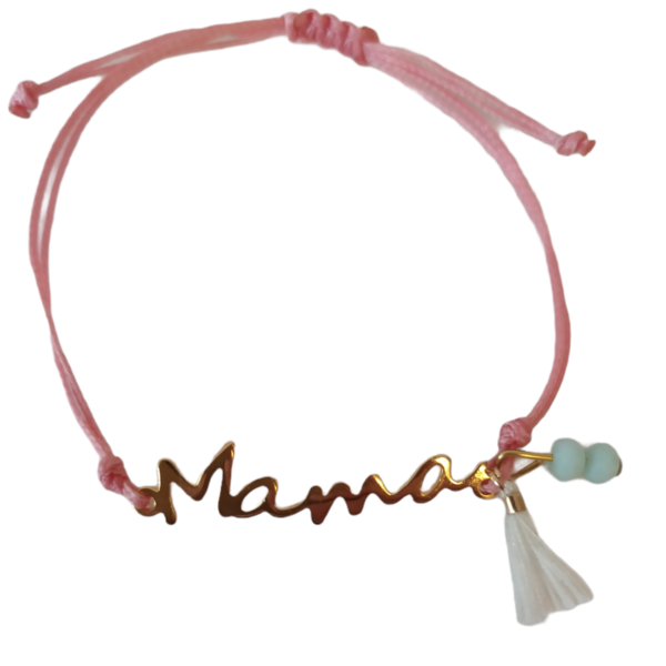 Βραχιόλι μαμά (mama) ροζ - γυναικεία, καρδιά, μαμά, κοσμήματα, αυξομειούμενα - 3