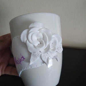 Άσπρο Τριαντάφυλλο μαμά - πηλός, πορσελάνη, κούπες & φλυτζάνια - 3