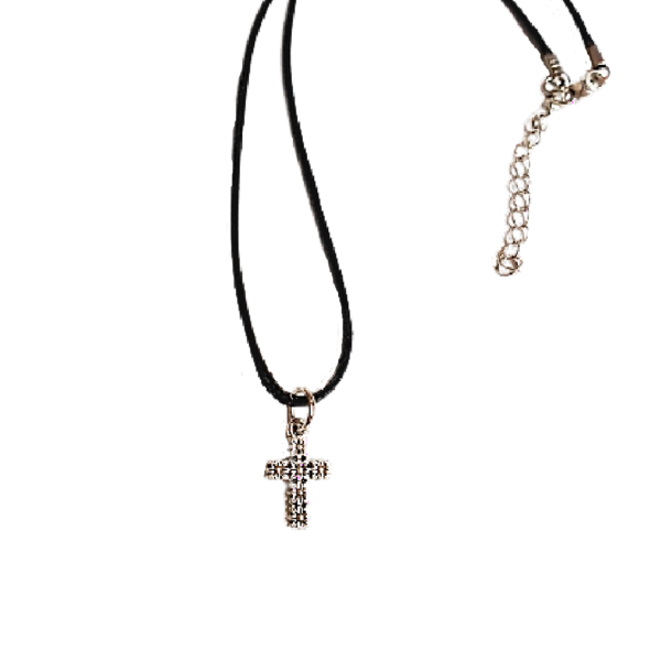 Γυναικείο μενταγιόν με σταυρό σε μαύρο snake cord. - σταυρός, κοντά, γιορτή της μητέρας