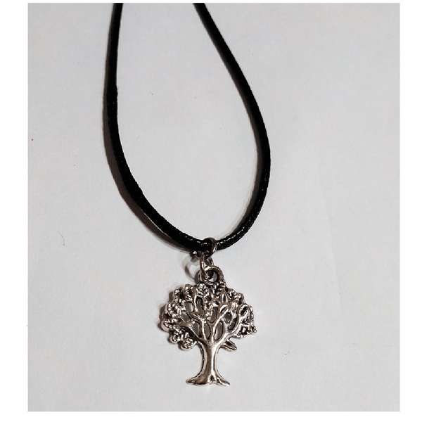Γυναικείο μενταγιόν τσόκερ με το δέντρο της ζωής, σε μαύρο snake cord, αυξομειούμενο. - κοντά, δέντρο της ζωής, γιορτή της μητέρας - 3