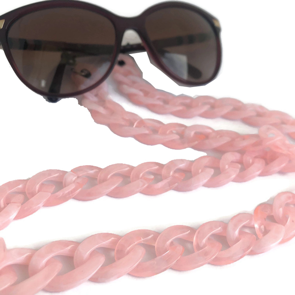 Χειροποίητη Χοντρή Ακρυλική Αλυσίδα Γυαλιών σε Ρόζ Χρώμα 70εκ - αλυσίδες, κορδόνια γυαλιών - 2