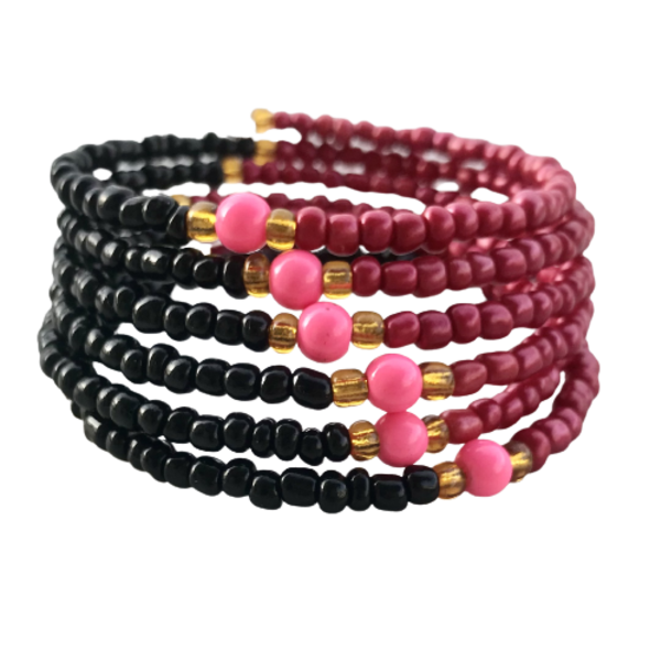 Βραχιόλι πολύσειρο κόκκινο μαύρο με χάντρες seed beads - χάντρες, boho, πολύσειρα, χεριού, δώρα για γυναίκες