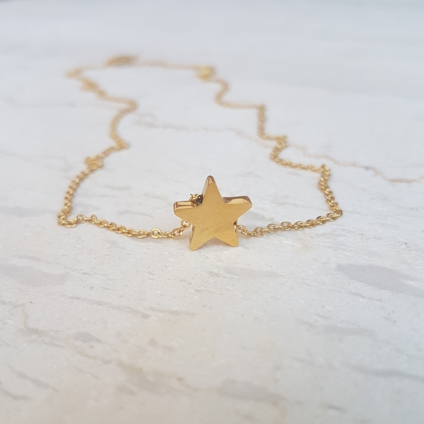 Γυναικείο Κοντό Κολιέ αστέρι σε χρυσό ατσάλι - γυναικεία, αστέρι, δώρο, κοντά, ατσάλι - 4