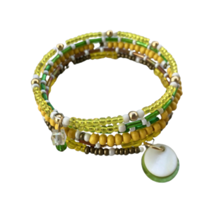 Βραχιόλι πολύσειρο κίτρινο πράσινο με χάντρες seed beads - χάντρες, boho, πολύσειρα, χεριού, δώρα για γυναίκες