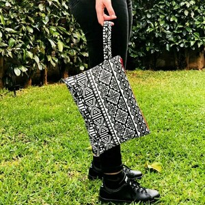 Pouch Black Tribal large 32cm x Υ 23cm - ύφασμα, καλλυντικών, ταξιδίου, μικρές, φθηνές - 2