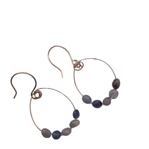 Σκουλαρίκια με μπλε αβεντουρίνη - ημιπολύτιμες πέτρες, αλπακάς, κρεμαστά