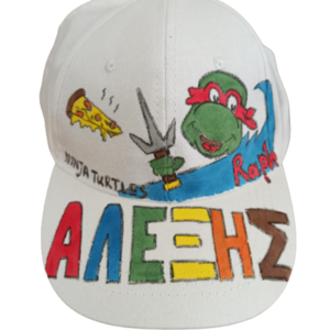 παιδικό καπέλο jockey με όνομα και θέμα χελωνονιντζάκια ( ninja turtles ) - όνομα - μονόγραμμα, καπέλα, ήρωες κινουμένων σχεδίων