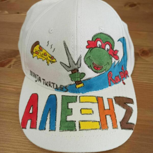 παιδικό καπέλο jockey με όνομα και θέμα χελωνονιντζάκια ( ninja turtles ) - όνομα - μονόγραμμα, καπέλα, ήρωες κινουμένων σχεδίων - 3