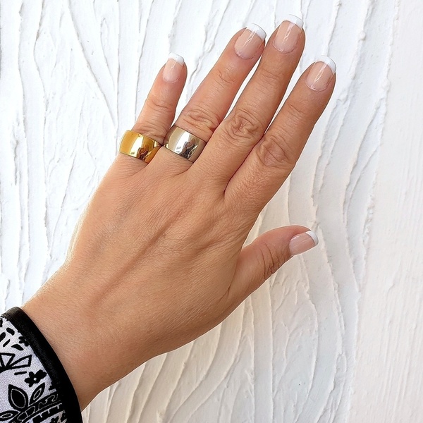 Δαχτυλίδι minimal φαρδύ σε χρυσό χρώμα από ανοξείδωτο ατσάλι - minimal, ατσάλι, σταθερά, μεγάλα, φθηνά - 3