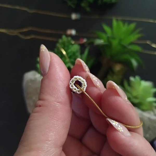 Μενταγιόν βαρελάκι από χάντρες miyuki και ατσάλινη αλυσίδα σε χρυσή απόχρωση - γυαλί, charms, χάντρες, κοντά, ατσάλι - 5