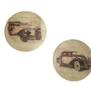 Σουβέρ ξύλινα σετ 6 τεμαχίων "Αυτοκίνητα Vintage" - vintage, σουβέρ, ντεκουπάζ, αυτοκίνητα, ξύλινα σουβέρ - 4