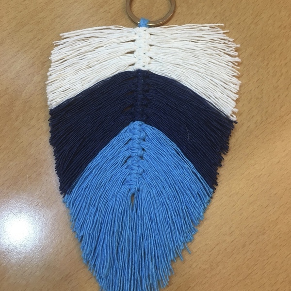 Μπρελόκ boho feather ,macrame. - φτερό, μακραμέ, βαμβακερό νήμα, πλεκτά, σπιτιού - 2