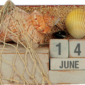 Ξύλινο Ημερολόγιο - ξύλο, κοχύλι, διακοσμητικά