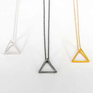 pyramid necklace-Χειροποίητο επίχρυσο και επιροδιωμένο μενταγιόν - επιχρυσωμένα, ασήμι 925, μακριά, layering - 3