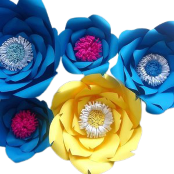 Διακοσμητικά λουλούδια μπλε κίτρινο - λουλούδια, διακοσμητικά
