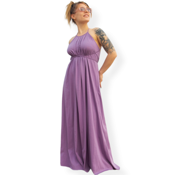 Godess, μακρύ εξώπλατο φόρεμα - βαμβάκι, αμάνικο