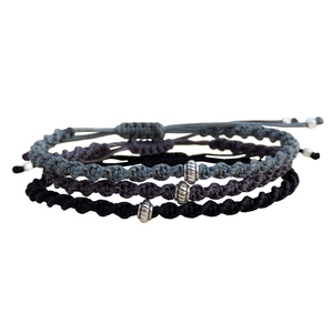 Ανδρικό βραχιόλι macrame (το τεμάχιο) 3greyblack - μακραμέ, βραχιόλια, δώρα για άντρες