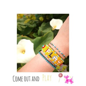 Come out & PLay bracelet, μακραμέ βραχιόλι με χάντρες - μακραμέ, χάντρες, χεριού, αυξομειούμενα - 4