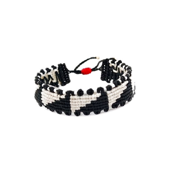 Black & White bracelet, μακραμε βραχιόλι - μακραμέ, χάντρες, boho, χεριού, αυξομειούμενα