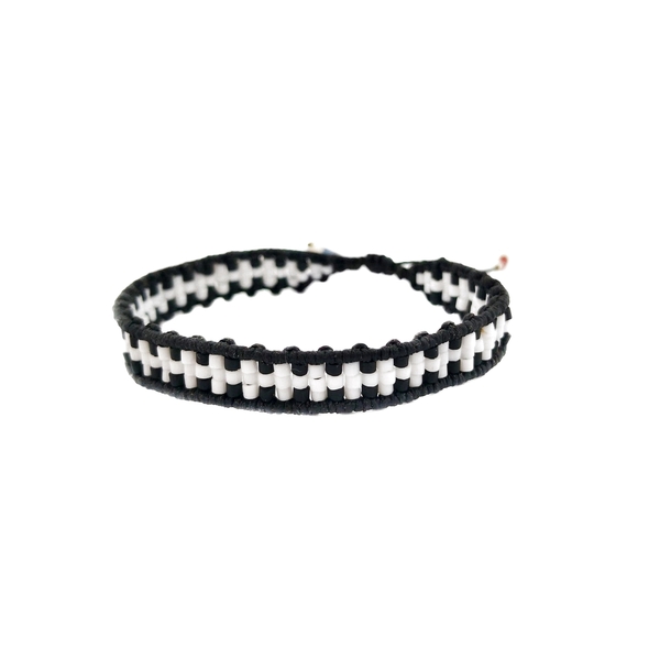 Black & White bracelet Slim, μακραμε βραχιόλι - μακραμέ, unisex, χεριού, αυξομειούμενα - 3