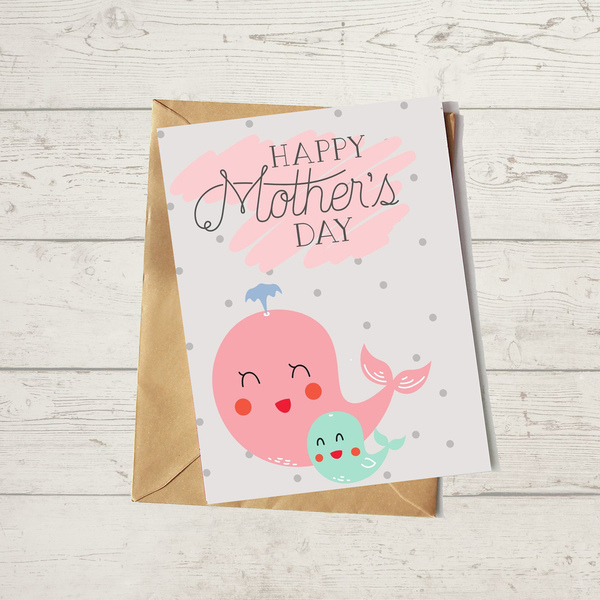 Φαλαινάκι ! Ημέρα της μητέρας- Ευχετήρια κάρτα - ψηφιακή κάρτα PDF - γιορτή της μητέρας, ευχετήριες κάρτες