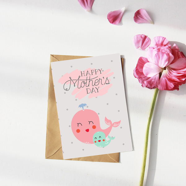 Φαλαινάκι ! Ημέρα της μητέρας- Ευχετήρια κάρτα - ψηφιακή κάρτα PDF - γιορτή της μητέρας, ευχετήριες κάρτες - 2
