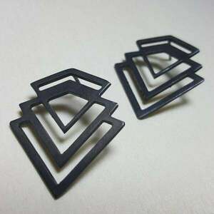 Γεωμετρικά καρφωτά σκουλαρίκια απο ασήμι 925 - ασήμι, ιδιαίτερο, γεωμετρικά σχέδια, καρφωτά, μεγάλα - 4