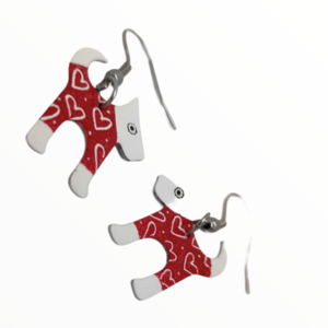 Σκουλαρίκια κόκκινα σκυλάκια βαμμένα με Σμάλτο , χειροποίητα κοσμήματα σμάλτου mimitopia - σμάλτος, ατσάλι, boho, κρεμαστά - 5