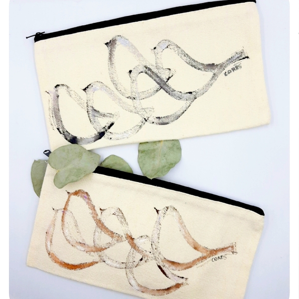 Birds cotton purse - ακρυλικό, θήκες, πορτοφόλια - 3