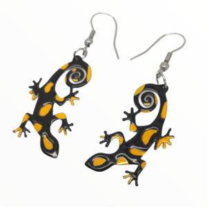 Σκουλαρίκια σαυράκι geko βαμμένα με Σμάλτο , χειροποίητα κοσμήματα σμάλτου mimitopia - σμάλτος, ατσάλι, boho, κρεμαστά - 2