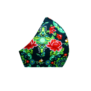 229.Μάσκα Boho Floral-Green-Βαμβακερή-πολλαπλών χρήσεων-No229 LW Floral Green. - βαμβάκι, φλοράλ, μάσκες προσώπου
