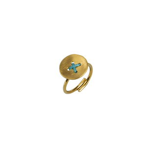 "Clasp" Ασημένιο δαχτυλίδι σε σχήμα κουμπιού με κηροκλωστή, επίχρυσο - επιχρυσωμένα, ασήμι 925, αυξομειούμενα