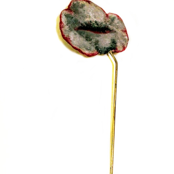 Λουλούδι από πάπιε μασέ και μέταλλο γκρι με κόκκινο - διακοσμητικά