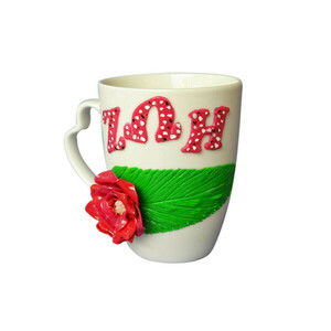 Κούπα με τριαντάφυλλο και όνομα - δώρο, πηλός, πορσελάνη, κούπες & φλυτζάνια