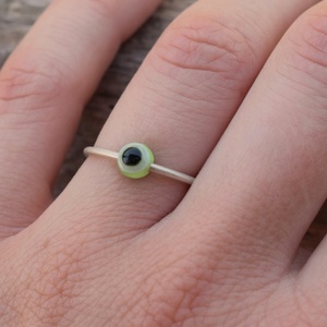 Δαχτυλίδι ανοιχτό ασήμι 925 με πράσινο μάτι χάντρα - ασήμι 925, βεράκια, evil eye, αυξομειούμενα