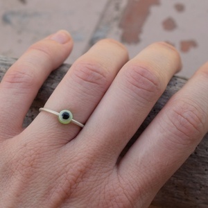 Δαχτυλίδι ανοιχτό ασήμι 925 με πράσινο μάτι χάντρα - ασήμι 925, βεράκια, evil eye, αυξομειούμενα - 3