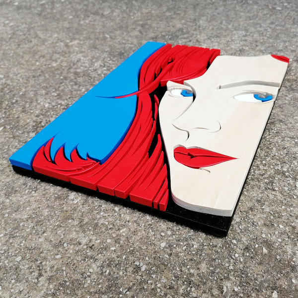 Χειροποίητο ξύλινο 3D pop art girl - πίνακες & κάδρα - 2