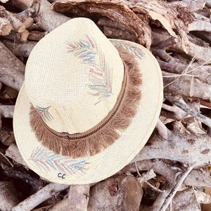 Ψάθινο καπέλο- wind of change - ζωγραφισμένα στο χέρι, απαραίτητα καλοκαιρινά αξεσουάρ, ψάθινα - 2