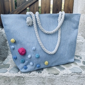 Τσάντα παραλίας - Oversized beach bag - ώμου, ψάθα, μεγάλες, θαλάσσης, tote - 2