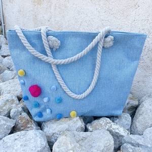 Τσάντα παραλίας - Oversized beach bag - ώμου, ψάθα, μεγάλες, θαλάσσης, tote - 4